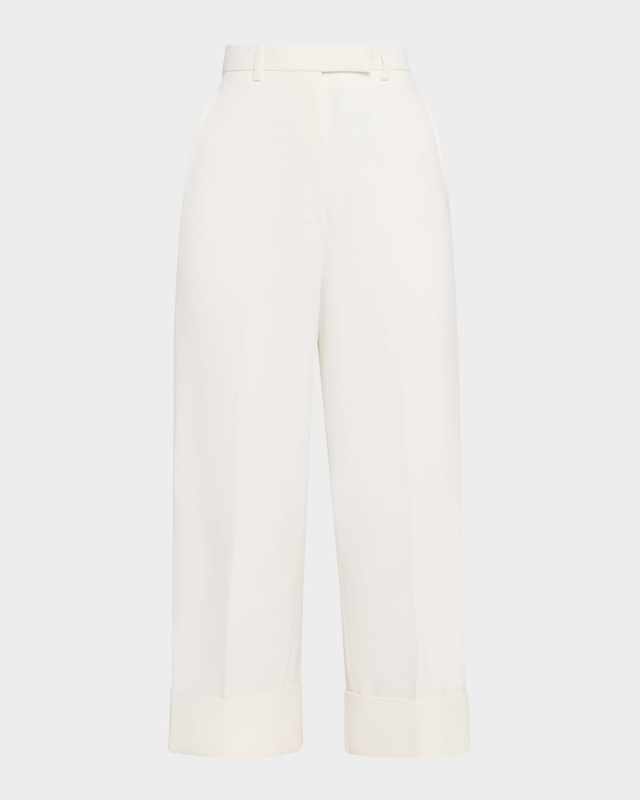 High-Rise Organic Cotton Canvas Straight-Leg Crop Trousers